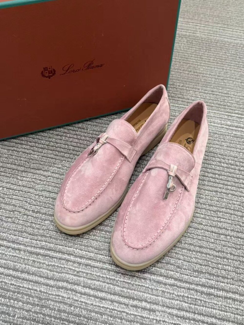 Loro Piana Pink Suede Loafers